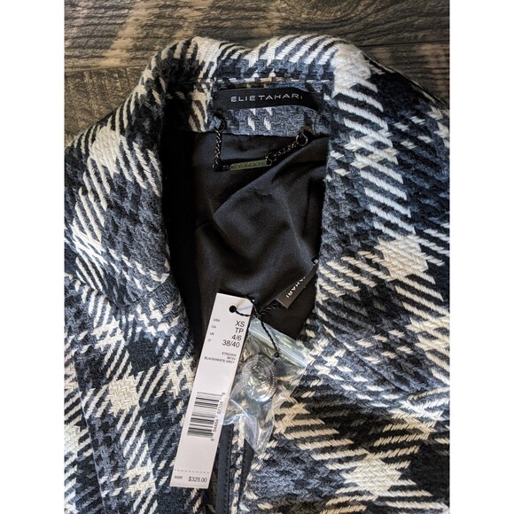 Elie Tahari Tweed Blazer XS Wool Blend Preppy Old Money Houndstooth NWT $325 - Picture 2 of 12